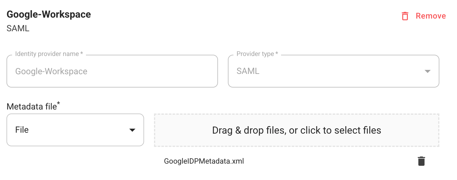 Uploading the Google Workspace metadata file in the LocalStack Web Application